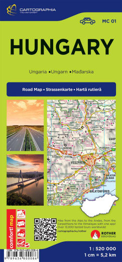 Magyarország Comfort térkép (laminált) - 1:520000