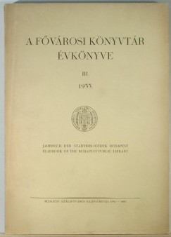 A Fvrosi Knyvtr vknyve 1933