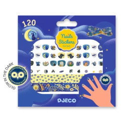 Holdfény körömmatricák, sötétben világít (DJECO, 120 db, Moonlight)