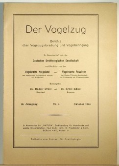 Dr. Rudolf Drost (Szerk.) - Dr. Ernst Schüz (Szerk.) - Der Vogelzug - 12. Jahrgang/4 (1941 Oktober)