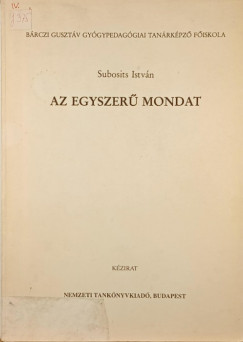 Subosits István - Az egyszerű mondat