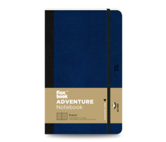 Flexbook Adventure vonalas jegyzetfüzet – királykék, 13 × 21 cm, műbőr borítóval, belső zsebbel és könyvjelzővel