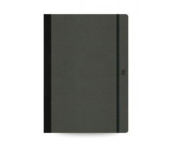 Flexbook Adventure pontozott jegyzetfüzet – fekete, 17 × 24 cm, műbőr borítóval, belső zsebbel és könyvjelzővel