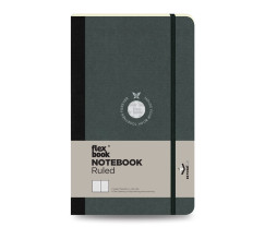 Flexbook Flex Global vonalas jegyzetfüzet fekete, 13 × 21 cm, belső zsebbel és gumipánttal