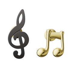 Violinkulcs hangjeggyel, fekete/arany - Kit�z�