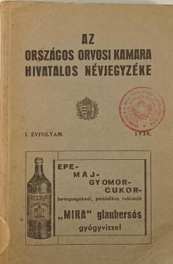 Az Orszgos Orvosi Kamara hivatalos nvjegyzke 1938