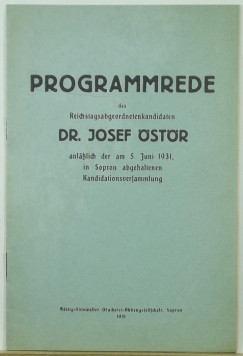 Programmrede des Reichstagsabgeordnetenkandidaten dr. Josef �st�r