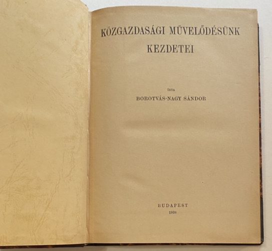 Borotvás-Nagy Sándor - Közgazdasági művelődésünk kezdetei