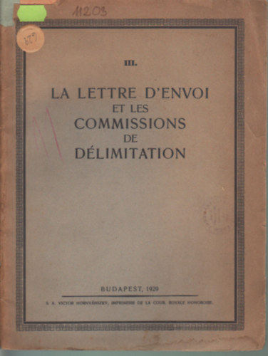 A. Millerand - La lettre d ' invoi et les commissions de dlimitation III.