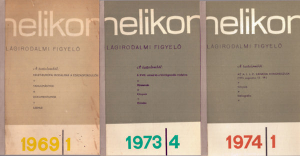Hopp Lajos  (szerk.) - 3 db Helikon Irodalmi Figyel: 1969/1. + 1973/4. + 1974/1.