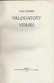 Ady Endre - Ady Endre vlogatott versei
