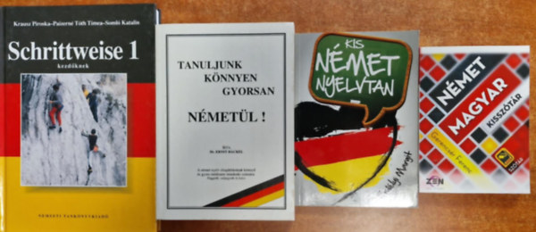 Krausz Piroska, Gelencsr Ferenc, Erdlyi Margit, Dr Ernst Hackel - 4db nmetes knyv.Schrittweise 1,Tanuljunk knnyen,gyorsan angolul,Kis nmet nyelvtan,Nmet-magyar,megyar-nmet kissztr
