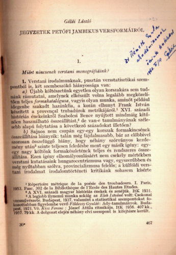 Gldi Lszl - Jegyzetek Petfi jambikus versformirl (dediklt)