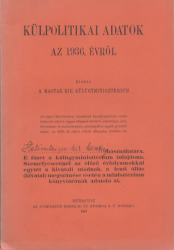 K�lpolitikai adatok az 1936. �vr�l