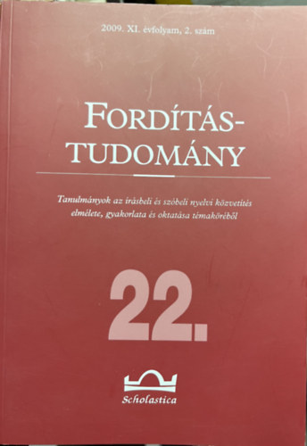 Klaudy Kinga  (szerk.) - Ford�t�studom�ny 2009. XI. �vfolyam, 2 sz�m