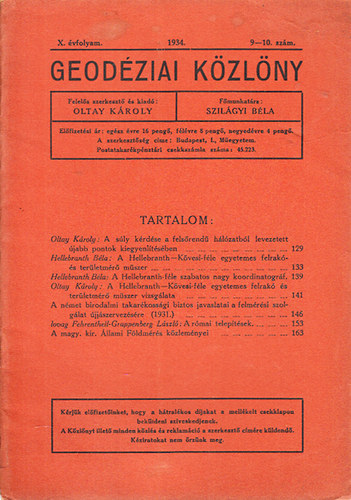 Oltay Kroly - Geodziai kzlny 1934/9-10. szm