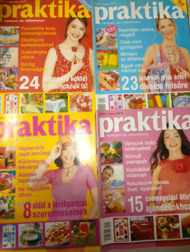 4 db. Praktika Magazin - 2002.m�j. - 5. sz�m, 2002.j�n. 6. sz�m, 2002.j�l. 7. sz�m, 2002.aug. 8. sz�m (szab�s-varr�s-k�t�s-hobby-lak�sdivat-k�zimunka)