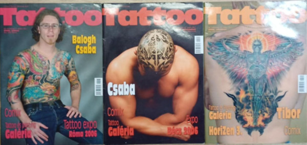Hor�nyi Kriszti�n  (f�szerk.) - 3 db Tattoo magazin: 2006. j�lius, okt�ber, december