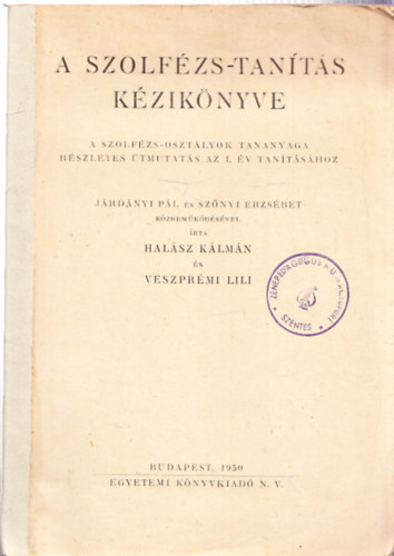 Veszpr�mi Lili Hal�sz K�lm�n - A szolf�zs-tan�t�s k�zik�nyve