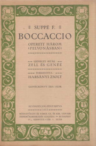 Zell s Gen - Boccaccio (operett hrom felvonsban) (Kozma Lajos bort)