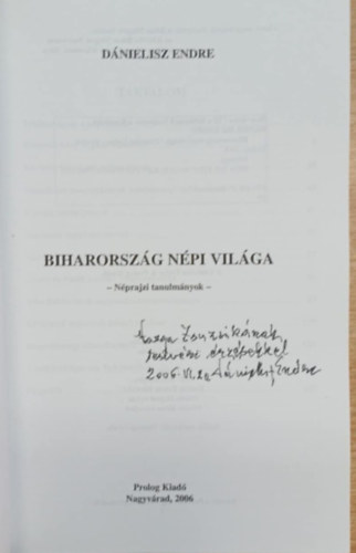 Dnielisz Endre - Biharorszg npi vilga (dediklt)