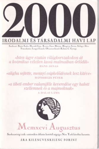 2000 Irodalmi �s T�rsadalmi Havi Lap - 1996. Augusztus