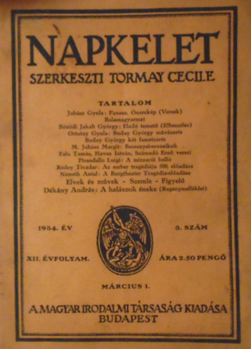 Tormay Cecile (szerk.) - Napkelet XII. évfolyam 3. szám
