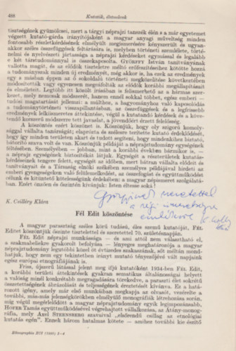 K. Csill�ry Kl�ra - F�l Edit k�sz�nt�se (K�l�nlenyomat) (Dedik�lt)