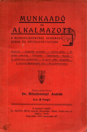 Dr. Bszrmnyi Andrs - Munkaad s alkalmazott