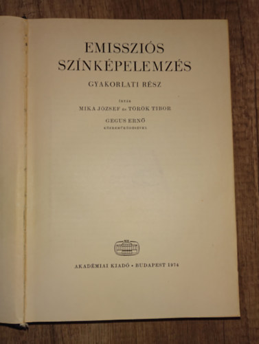 Mika József-Török Tibor - Emissziós színképelemzés - Gyakorlati rész
