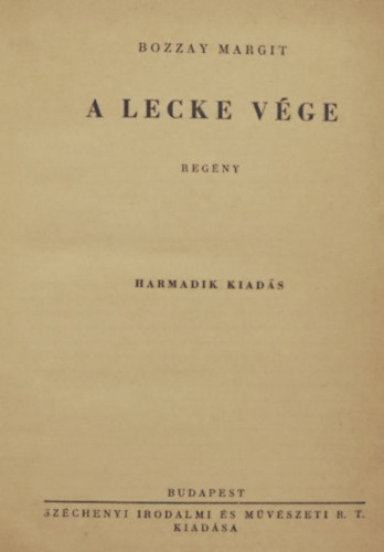 Bozzay Margit - A lecke vge