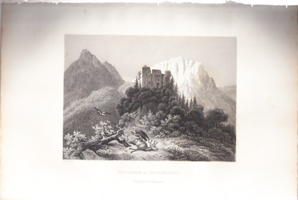 Karlstein bei Reichenhall (28×18cm lapméretű eredeti acélmetszet, 1860-as évek)
