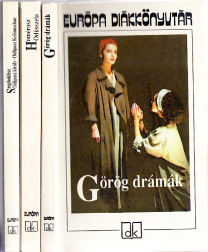 Szophokl�sz Hom�rosz - 3 db. Eur�pa Di�kk�nyvt�r: G�r�g dr�m�k (Lel�ncolt Prom�theusz - Antigon� - �phigeneia Auliszban - A madarak) + Od�sszeia + Oidipusz kir�ly - Oidipusz Kol�noszban