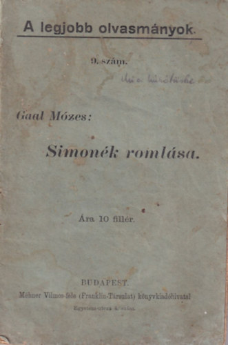 Gaal Mzes - Simonk romlsa ( A legjobb olvasmnyok 9. szm )