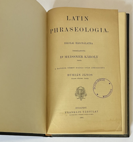 Dr. Meissner K�roly - Latin phraseologia iskolai haszn�latra