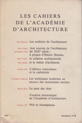 Les cahiers de l'académie d'architecture 1980.1