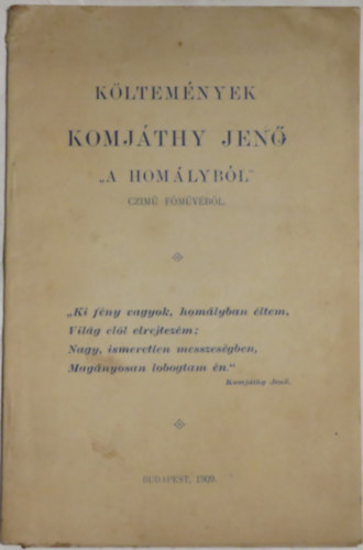 K�ltem�nyek Komj�thy Jen� "A hom�lyb�l" czim� f�m�v�b�l