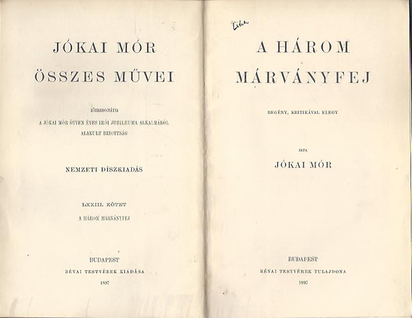 J�kai M�r - A h�rom m�rv�nyfej