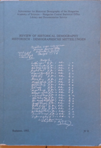 Kovacsics Jzsef  (szerk.) - Review of Historical Demography - Historisch-Demographische Mitteilungen No.8.