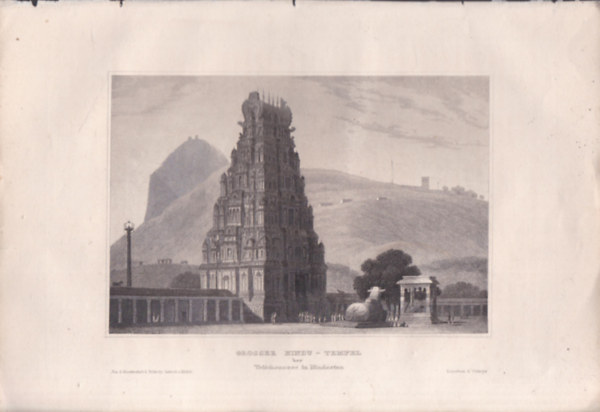 Grosser Hindu - Tempel (Hindu templom - India, zsia) (16x23,5 cm mret eredeti aclmetszet) (1856)