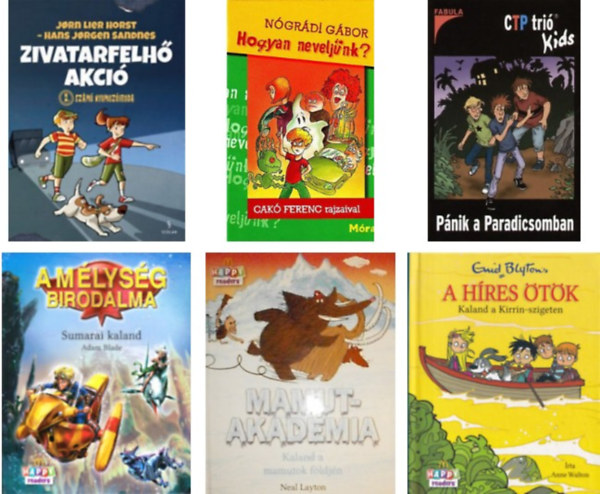 Jorn Lier Horst Hans Jorgen Sandnes;Nógrádi Gábor;Ulf Blanck;Adam Blade; - Zivatarfelhő akció+Hogyan neveljünk?+pánik a paradicsomban+a mélység birodalma+Mamutakadémia+A híres ötök -6db könyv