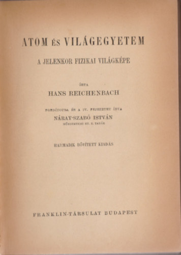 Hans Reichenbach - Atom �s vil�gegyetem