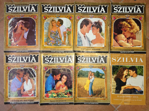8 lapszm a Szilvia cm kiadvnybl: 7. regnyfzet, 10. regnyfzet, 17. regnyfzet, 18. regnyfzet, 34. regnyfzet, 41. regnyfzet, 50. regnyfzet, 204. regnyfzet