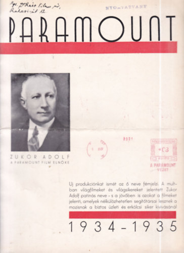 Paramount filmkatal�gus 1934 - 1935