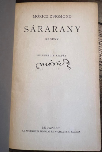 Mricz Zsigmond - Srarany (Sajt kez alrsval)