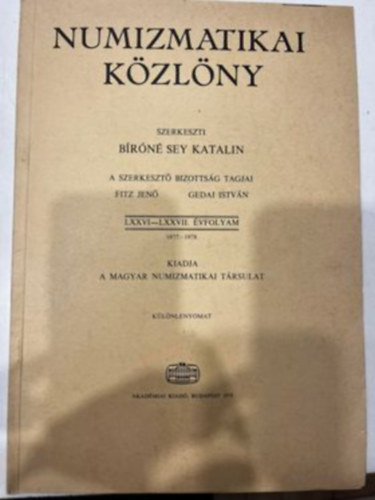 Brn Sey Katalin  (szerk.) - Numizmatikai Kzlny - II. Ferenc 1796-os ptense a bankcdulk gyben - Klnlenyomat