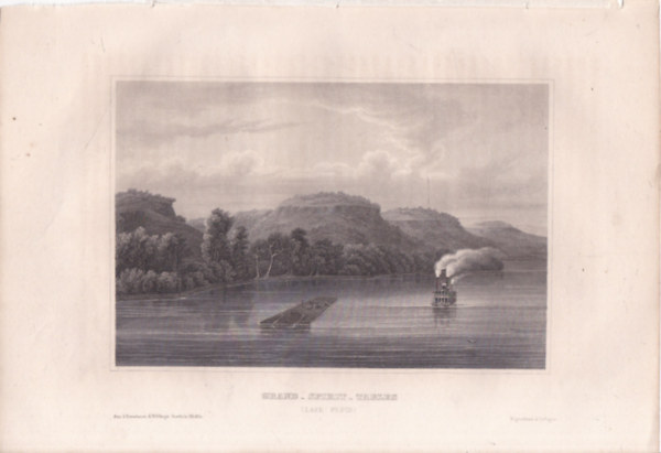 Grand Spirit Tables (Lake Pepin) (Pepin t, Mississippi foly, Wisconsin, USA, szak-Amerika) (16x23,5 cm mret eredeti aclmetszet) (1856)
