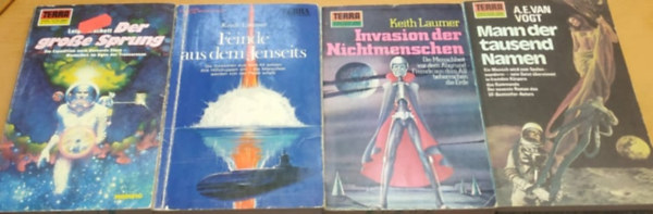 A. E. van Vogt, Keith Laumer Leigh Brackett - 4 db Terra Sci-Fi: Der Grosse Sprung (353); Feinde aus dem Jenseits ((168); Invasion der Nichtmenschen (187); Mann der tausend Namen (271)(4 k�tet)