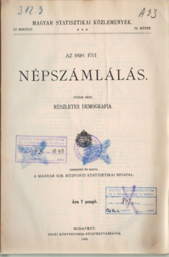 Az 1920. vi npszmlls - tdik rsz- Rszletes demogrfia
