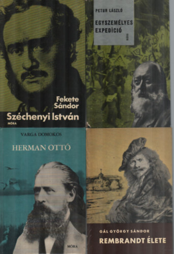 Varga Domokos, Petur Lszl, Fekete Sndor Gl Gyrgy Sndor - 4 db letrajzi knyv egytt: Szchenyi Istvn, Egyszemlyes expedci, Herman Ott, Rembrandt lete.